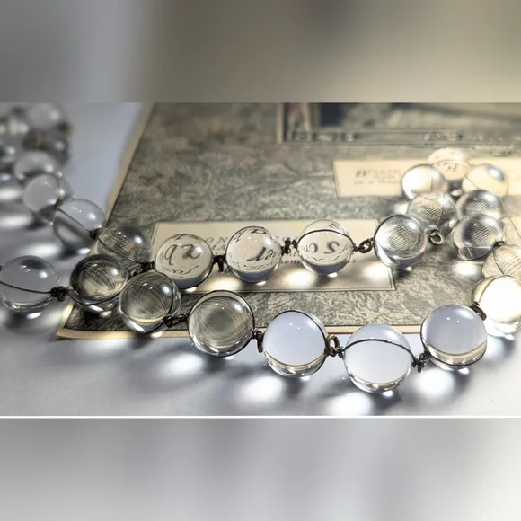 GORGEOUS Early Deco Era Wire Wrapped Pools Of Light Rock Crystal Necklace - Picture 8 of 10